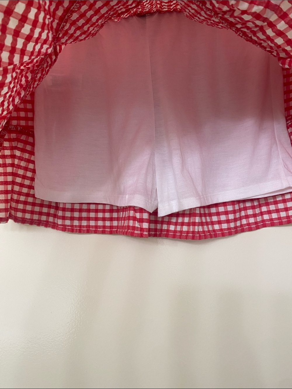 Red Gingham Print Tiered Mini Skort - Picture 4 of 5